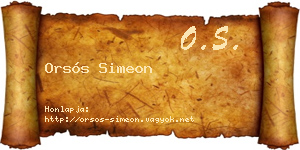 Orsós Simeon névjegykártya